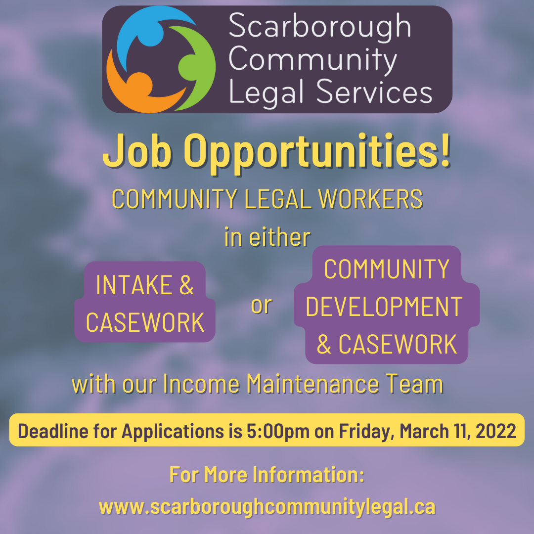 Job Opportunities Community Legal Workers Scarborough Community Legal Services